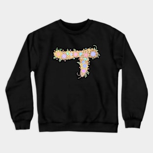 "ㅜ" Floral Letter Hangeul Crewneck Sweatshirt